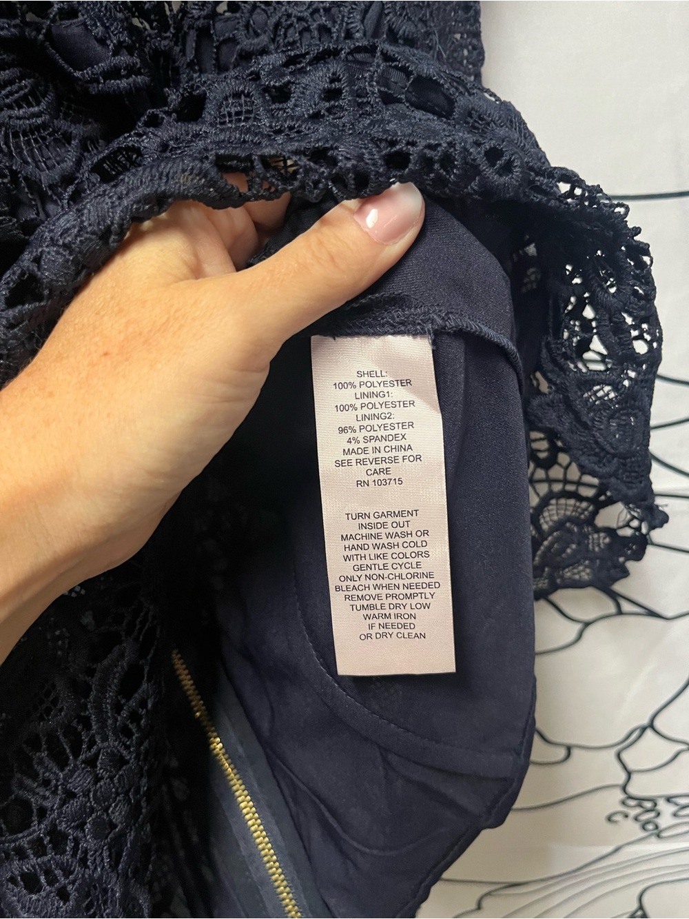 Nanette Lepore Women’s Navy Crochet Lace Overlay Top (371) - Picture 10 of 10